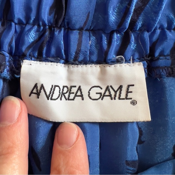 Vtg 70s 80s Andrea Gayle Blue Pleated Midi Skirt - Size Small Medium - Picture 7 of 10